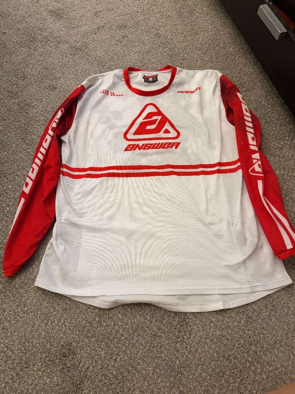 Red Answer Logo Motocross Long Sleeve Tee with Stripes XXL